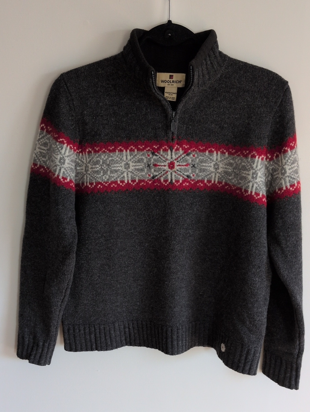 Woolrich Women’s 100% Lambswool Nordic Quarter Zip Sweater M